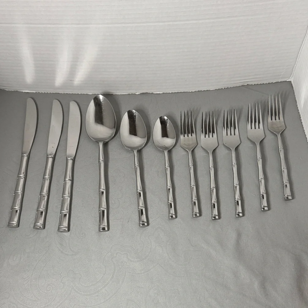 Reed & Barton Rebacraft Regal Bamboo Stainless Flatware 11 Pieces Japan